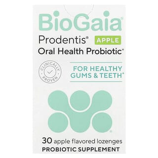 BioGaia, Prodentis®, Suplemento probiótico para la salud bucal, Manzana, 30 pastillas