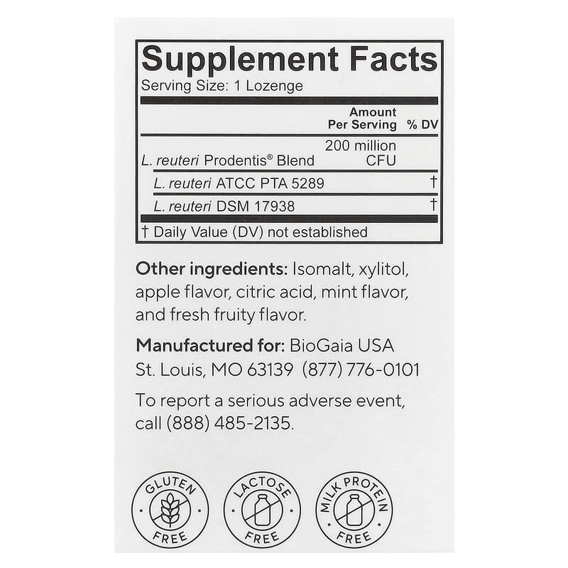 Prodentis®, Probiótico para a Saúde Bucal, Maçã, 30 Pastilhas