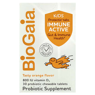 BioGaia, Protectis Kids, Immune Active, вкус апельсина, 30 жевательных таблеток с пробиотиками