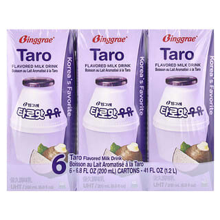 Binggrae, Bebida Láctea com Sabor, Taro, 6 Caixas, 200 ml (6,8 fl oz) Cada