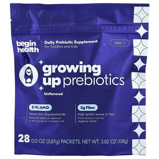 Begin Health, Prebióticos para Crescimento, Acima de 1 Ano de Idade, Sem Sabor, 28 Embalagens, 3,87 g (0,13 oz) Cada