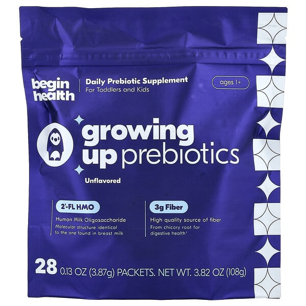 Kids, Growing Up Prebiotics, Ages 1+, Unflavored, 28 Packets, 0.13 oz (3.87 g) Each