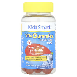 Bioglan, Kids Smart® Vita 구미젤리, 스크린 타임 눈 건강, 무설탕, 만 3세 이상, 시트러스 펀치, 구미젤리 30개