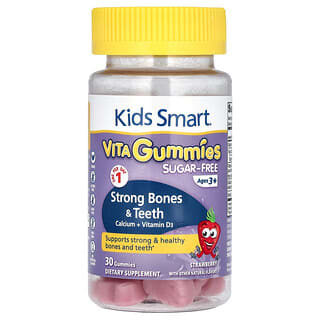 Bioglan, Kids Smart Vita Gummies, Strong Bones & Teeth Calcium + Vitamin D3, Sugar-Free, Ages 3+, 30 Gummies