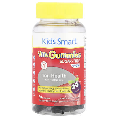 Kids Smart, Kids Smart® VITA Gummies®, Iron + Vitamin C, Ages 3+, Blackberry Lemonade, 30 Gummies
