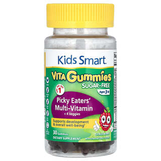 Bioglan, Kids Smart Vita, мультивитамины для придирчивых едоков и 4 вегетарианских продукта, без сахара, для детей от 3 лет, 30 жевательных мармеладок