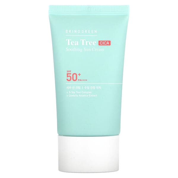 Bring Green‏, Tea Tree CICA Soothing Sun Cream, SPF 50+ PA++++, 1.69 fl oz (50 ml)