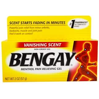 Bengay, Menthol Pain Relieving Gel, Vanishing Scent, 2 oz (57 g)