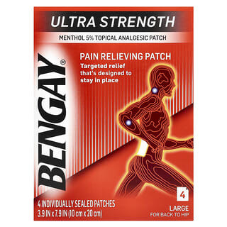 Bengay, Ultra Strength 통증 완화 패치, 라지, 개별포장 패치 4매