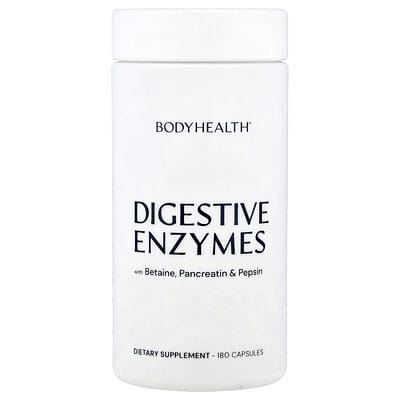 BodyHealth, Digestive Enzyme Capsules, with Betaine, Pancreatin, and Pepsin, 180 Capsules