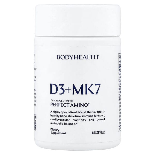 BodyHealth, D3 + MK7, 60 Softgels — product photo 1