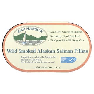 Bar Harbor, Wild Smoked Alaskan Salmon Fillets, 6.7 oz (190 g)