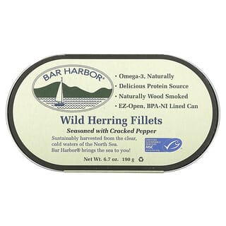 Bar Harbor, Wild Herring Fillets, Seasoned with Cracked Pepper, 6.7 oz (190 g)