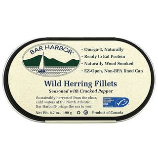 Bar Harbor, Wild Herring Fillets Seasoned with Cracked Pepper, 6.7 oz (190 g)