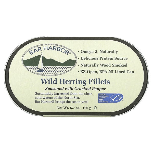 Bar Harbor, Wild Herring Fillets, Seasoned with Cracked Pepper, 6.7 oz