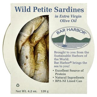Bar Harbor, Wilde Petite Sardinen in nativem Olivenöl extra, 120 g (4,2 oz.)