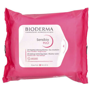 Bioderma, Sensibio H20, серветки для зняття макіяжу, міцелярна вода, 25 шт