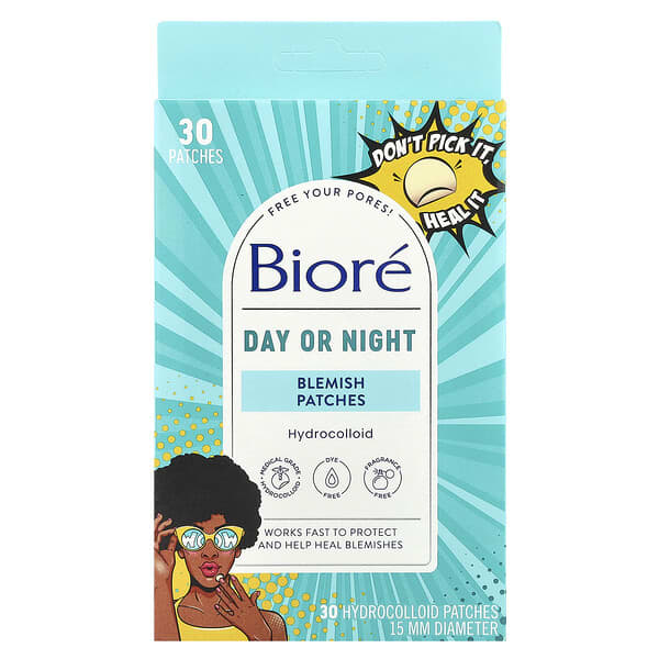 Biore, 데이 또는 나이트 블레미시 패치, 하이드로콜로이드 패치 30개
