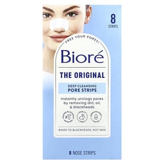 Biore, Bandes pour le nettoyage en profondeur des pores, The Original, 8 bandes pour le nez