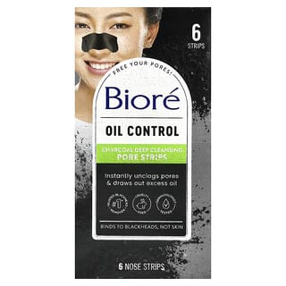 Biore, Bandes nettoyant en profondeur pour les pores, Charbon, 6 bandes pour le nez
