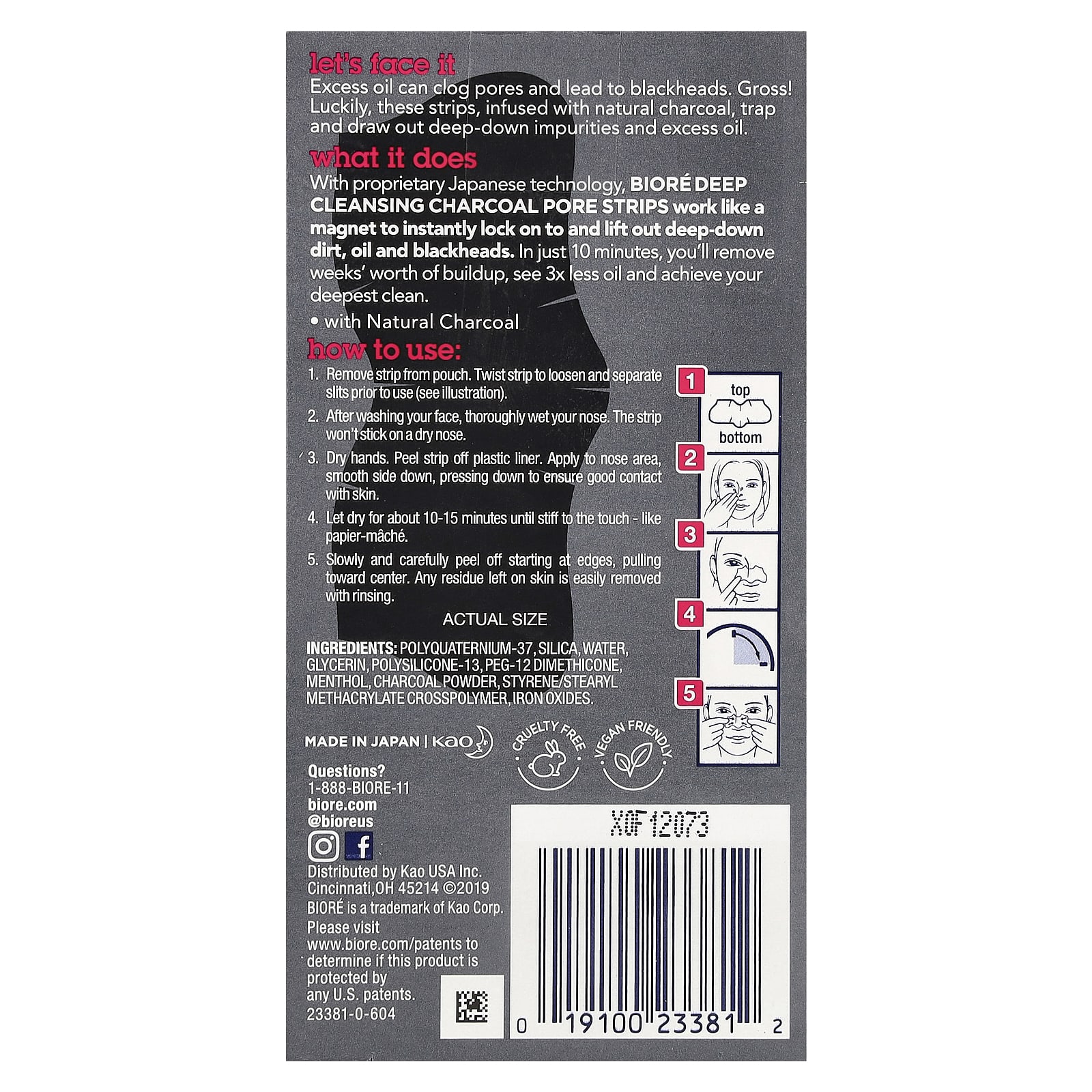 Biore, Deep Cleansing Pore Strips, Charcoal, 18 Nose Strips Image 3