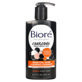 Biore, Agente de limpieza aclarante para el acné con carbón vegetal, 200 ml (6,77 oz. liq.)