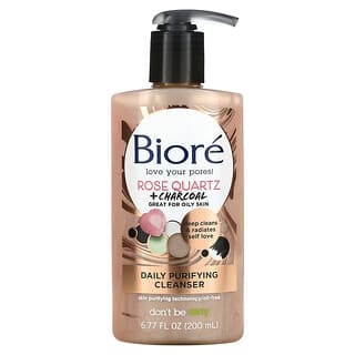 Biore, Очищающее средство Daily Purifying Cleanser, розовый кварц + древесный уголь, 6,77 жидких унций (200 мл)