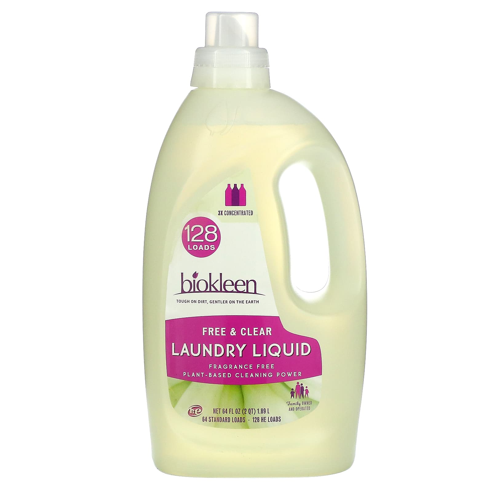 Biokleen, Laundry Liquid, Free  Clear, Fragrance Free, 64 fl oz (1.89 L)