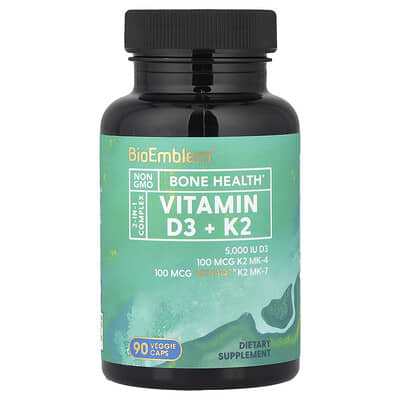 BioEmblem, Vitamin D3 + K2, 90 Veggie Caps