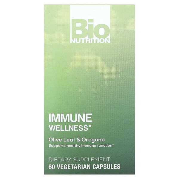 Bio Nutrition, Immune Wellness, liść oliwny i oregano, 60 kapsułek wegetariańskich