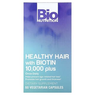 Bio Nutrition‏, שיער בריא עם Bioton 10,000 Plus‏, 60 כמוסות צמחוניות