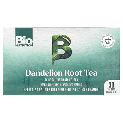 Bio Nutrition, Dandelion Root Tea, Caffeine-Free, 30 Tea Bags, 2.1 oz (58.8 g)