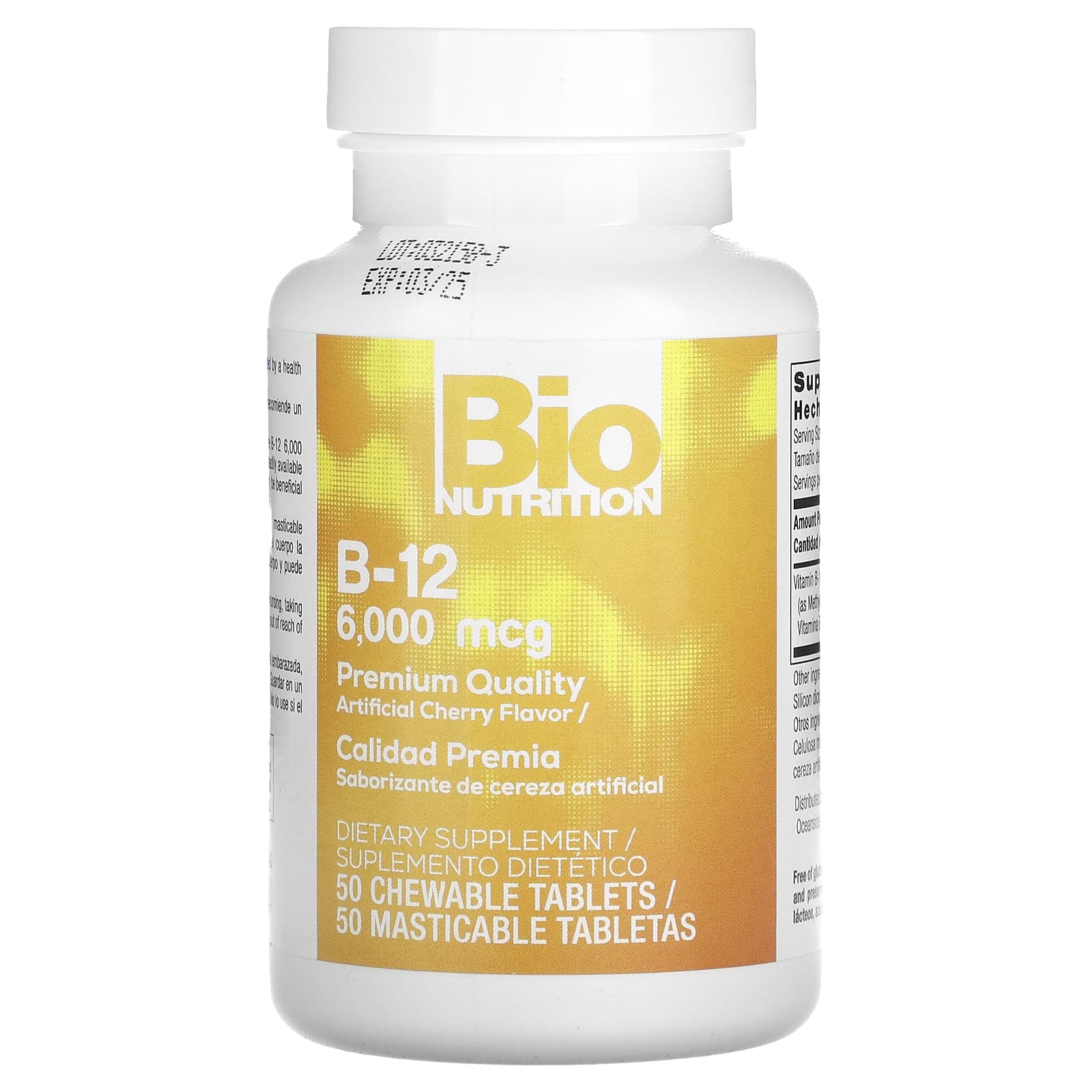 Bio Nutrition, Vitamin B12, Cherry, 6,000 mcg, 50 Chewable Tablets