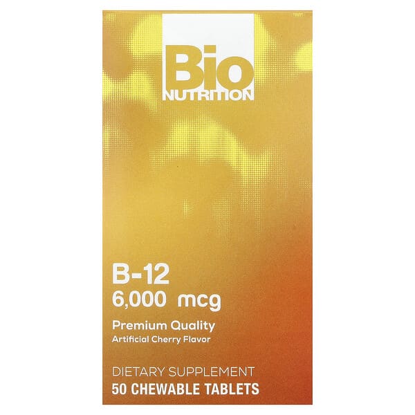 Bio Nutrition, Vitamin B-12, Cherry, 6,000 mcg, 50 Chewable Tablets — product photo 1