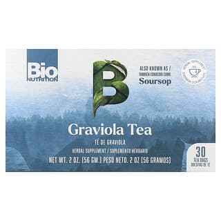 Bio Nutrition, Té de graviola, Sin cafeína, 30 bolsitas de té, 56 g (2 oz)