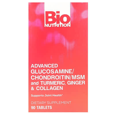 Bio Nutrition, Advanced Chitosamine/Chondroitin/MSM with Turmeric, Ginger & Collagen, 90 Tablets