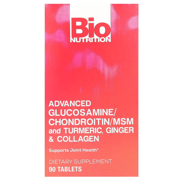 Bio Nutrition, 高級，葡萄糖酸胺/軟骨素/MSM 和薑黃，姜和膠原蛋白，90 片
