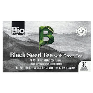 Bio Nutrition‏, תה זרעים שחור עם תה ירוק, 30 שקיקי תה, 55.5 גרם (1.85 אונקיות)