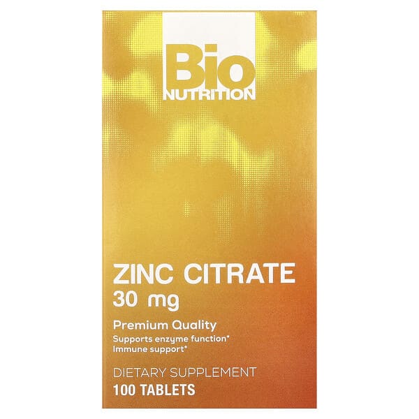 Bio Nutrition, Zinc Citrate , 30 mg , 100 Tablets — product photo 1