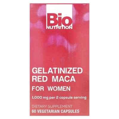 Bio Nutrition, Gelatinized Red Maca for Women, 60 Vegetarian Capsules (500 mg per capsule)