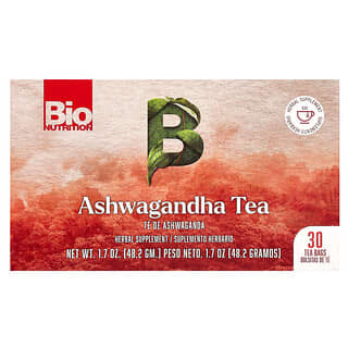 Bio Nutrition, чай с ашвагандой, без кофеина, 30 чайных пакетиков, 48,2 г (1,7 унции)