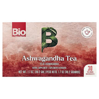Bio Nutrition, अश्वगंधा चाय, कैफीन रहित, 30 टी बैग्स, 48.2 g