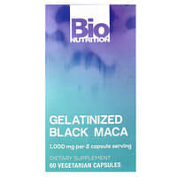 Bio Nutrition, Gelatinized Black Maca, gelatiniertes schwarzes Maca, 1.000 mg, 60 pflanzliche Kapseln (500 mg pro Kapsel)