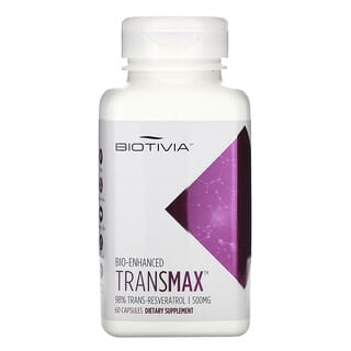 Biotivia, Transmax, 98% транс-ресвератрол, 500 мг, 60 капсул