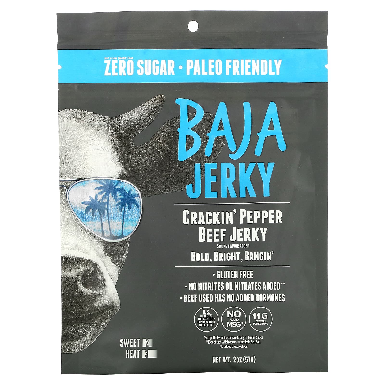 Baja Jerky, Beef Jerky, Crackin Pepper, 2 oz (57 g)