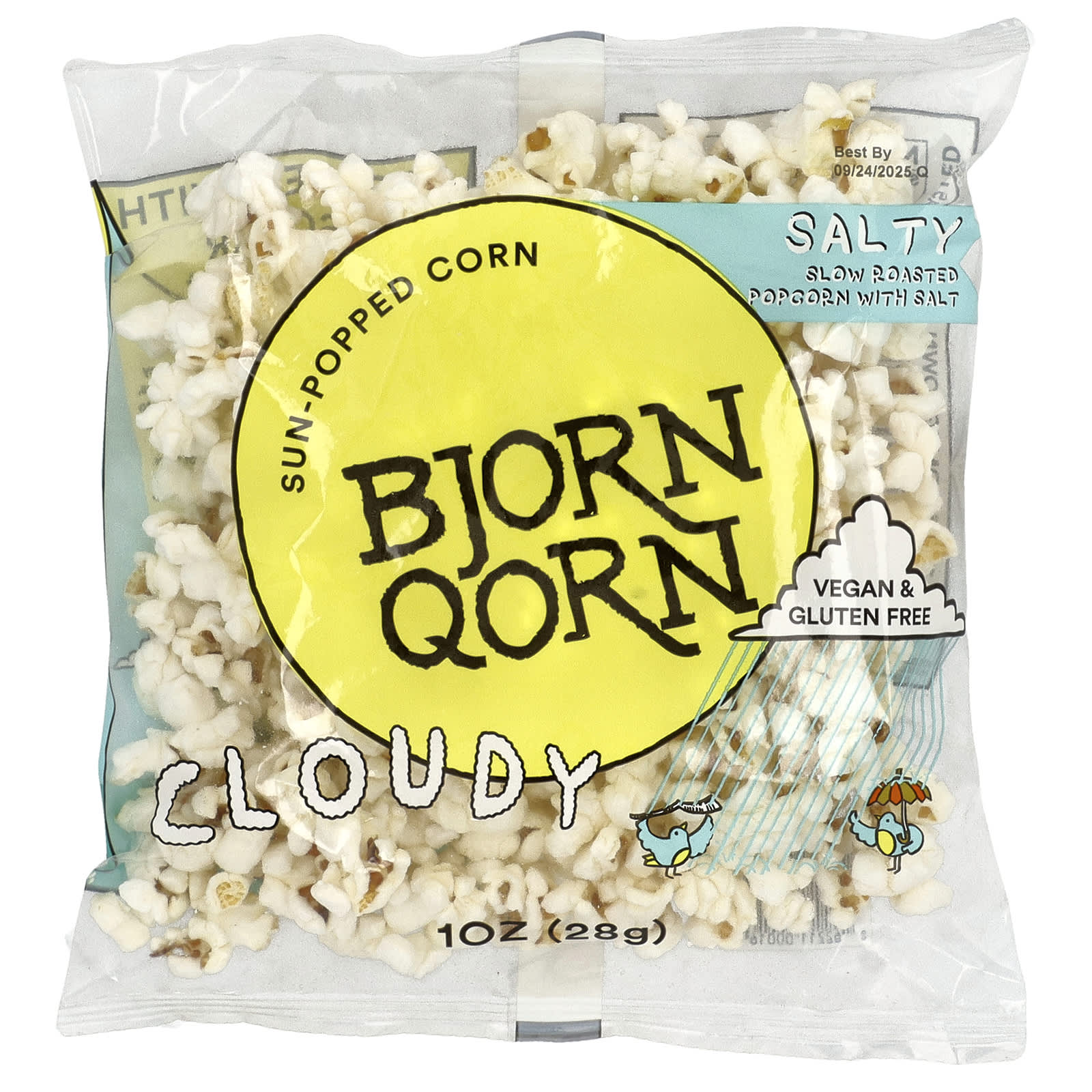 BjornQorn, жареная на солнце кукуруза, соленая, мутная, 28 г (1 унция)