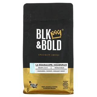 BLK & Bold, фирменный кофе, обработан в Гваделупе и Гондурасе, цельные зерна, легкая обжарка, 340 г (12 унций)
