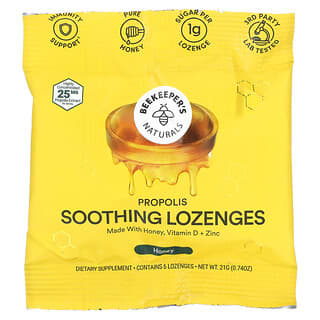 Beekeeper's Naturals, Propolis Soothing Lozenges, Honey, 6 Lozenges, 0.74 oz (21 g)