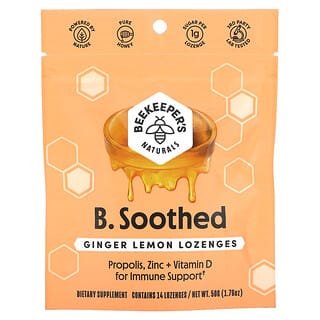 Beekeeper's Naturals, B.Soothed, Ginger Lemon Lozenges, 14 Lozenges