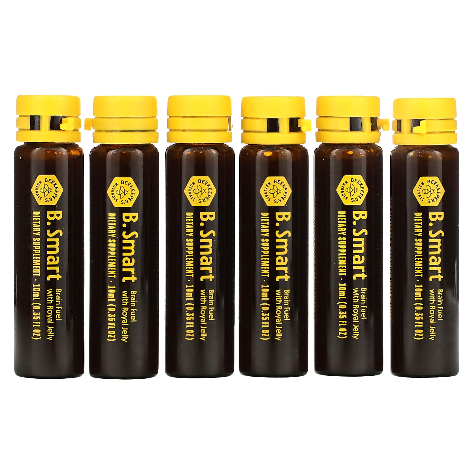 Beekeeper's Naturals, Royal Jelly Brain Fuel, 6 Vials, 0.35 fl oz (10